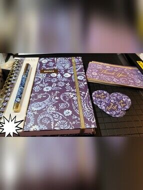 Nicole Miller Notebook With 24 Hand Made Thank You Cards And Stickers & A Pen!